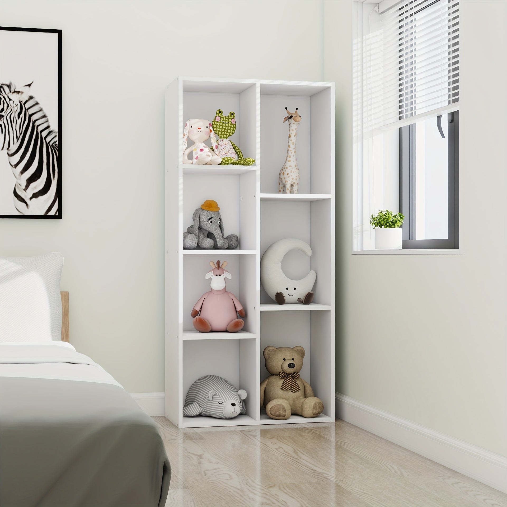 7-Cube Bookcase, Bookshelf, Storage Organizer, Multi-Purpose Shelving Unit for Books, Clothes, Toys, Home Office, Living Room, Bedroom, Modern Design, Easy Assembly