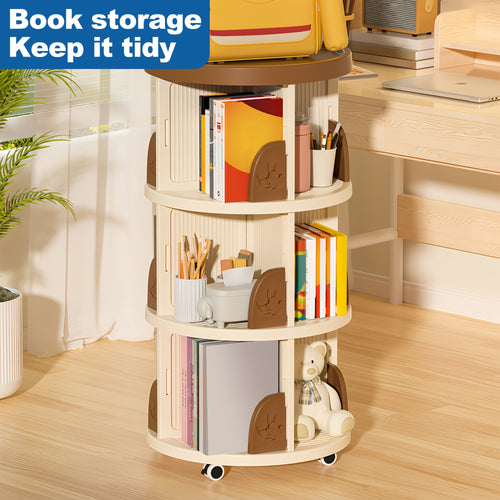 1pc Movable Bookcase, 2\u002F3 Tier Tableside Bookcase, Floor Desk Trolley On Wheels, Durable Book Storage Rack, Office School Supplies Storage Shelf, Green\u002FBrown, Suitable for Pencil Holder, Textbooks, Document Storage, Office Supplies Storage