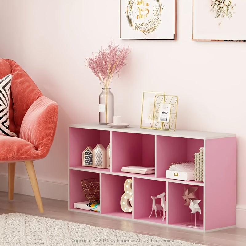 7-Cube Bookcase, Bookshelf, Storage Organizer, Multi-Purpose Shelving Unit for Books, Clothes, Toys, Home Office, Living Room, Bedroom, Modern Design, Easy Assembly