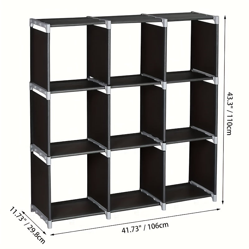 1pc, Multi-functional Assembly 3-layer 9-layer Storage Shelves Black Creative Combination Storage Cabinets, Independent Display Bookshelves with Compartments for Home Finishing Christmas Shelving