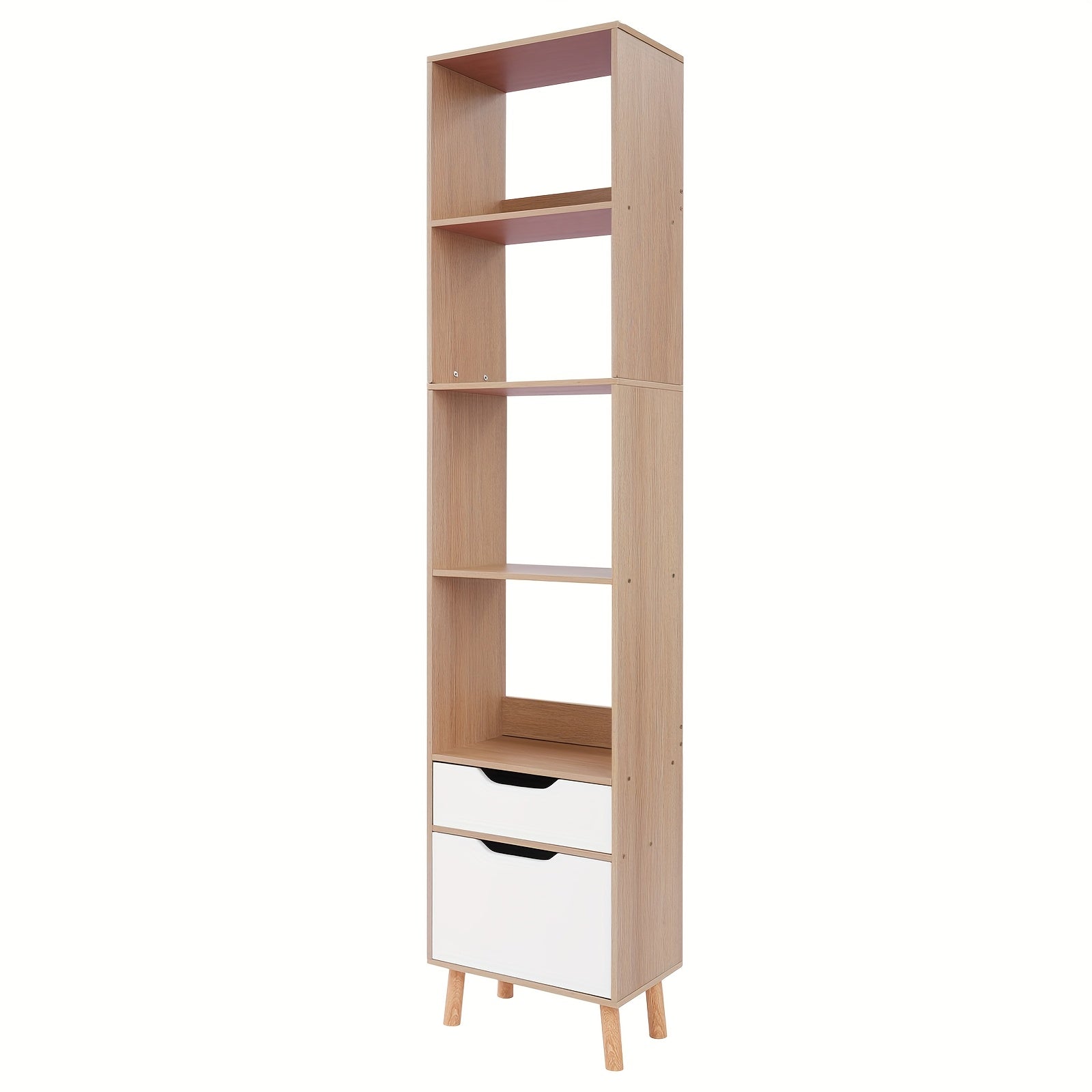 TFCFL 70.87inch Tall Oak Color Floor Standing Bookshelf with Drawers - Multi-Purpose Plastic Cabinet for Living Room, Office, Kitchen - Easy Assembly, No Metal Pipes, Versatile Storage Solution, Bookcase Furniture, Utility Racks