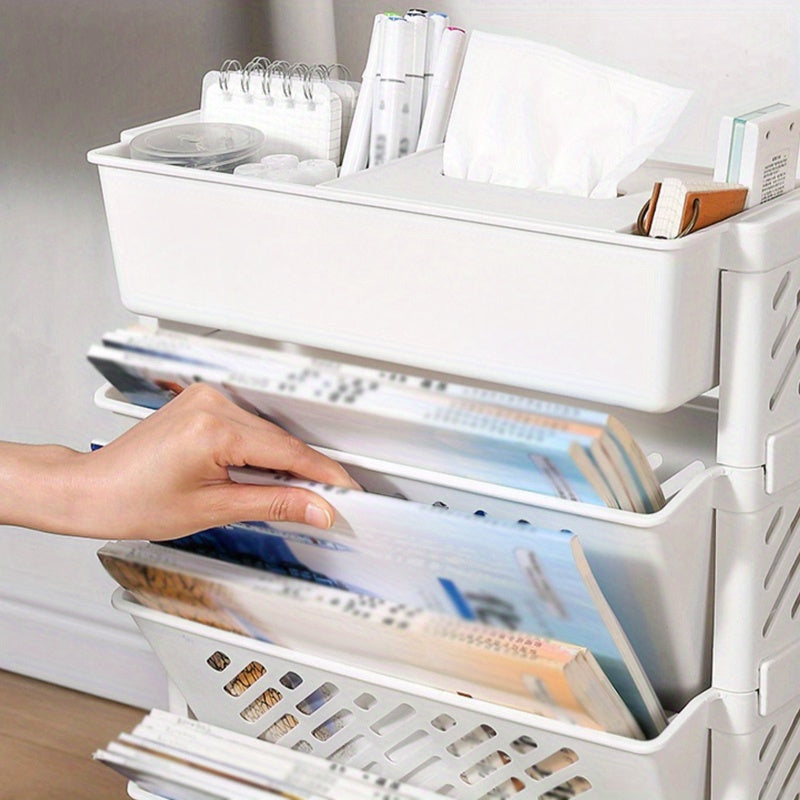 1pc White Multi-Layer Durable Plastic Storage Rack, Freestanding Organizer for Books and Toys, Detachable Mobile Shelf, Suitable for Various Room Types, Easy Assembly, No Power Needed, Book Storage Organizer, Playful Design, Easyassembly Shelf