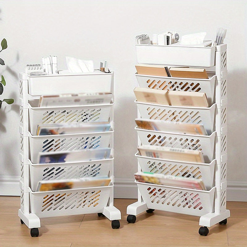 1pc White Multi-Layer Durable Plastic Storage Rack, Freestanding Organizer for Books and Toys, Detachable Mobile Shelf, Suitable for Various Room Types, Easy Assembly, No Power Needed, Book Storage Organizer, Playful Design, Easyassembly Shelf