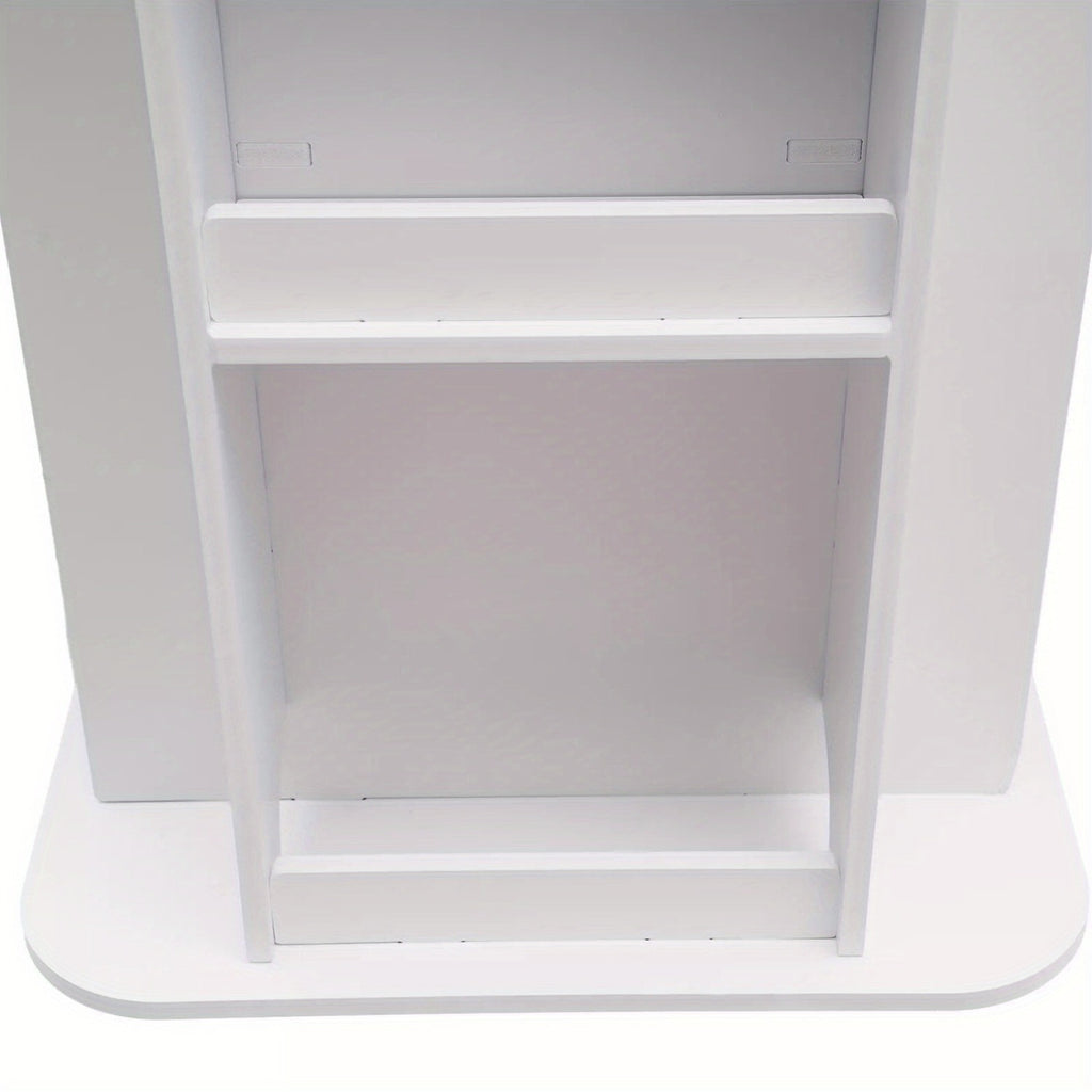 Heavy-Duty 3-Tier Rotating Bookshelf - 360° Spinning Bookcase with Wide Base, Modern White Floor Standing Shelf Organizer, Easy Assembly for Home Office, Living Room, Study - PVC\u002FABS Construction, Bookshelf Furniture