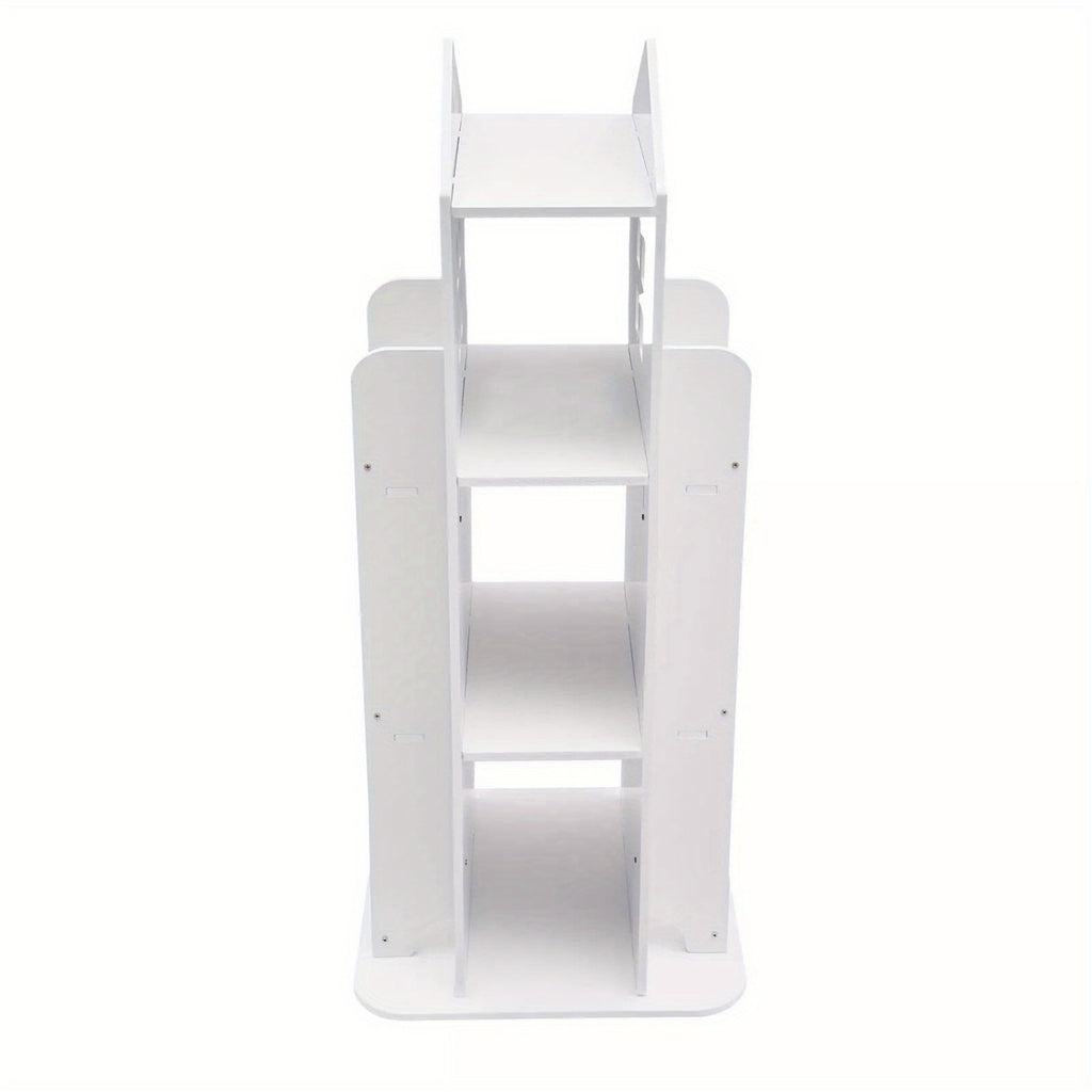Heavy-Duty 3-Tier Rotating Bookshelf - 360° Spinning Bookcase with Wide Base, Modern White Floor Standing Shelf Organizer, Easy Assembly for Home Office, Living Room, Study - PVC\u002FABS Construction, Bookshelf Furniture