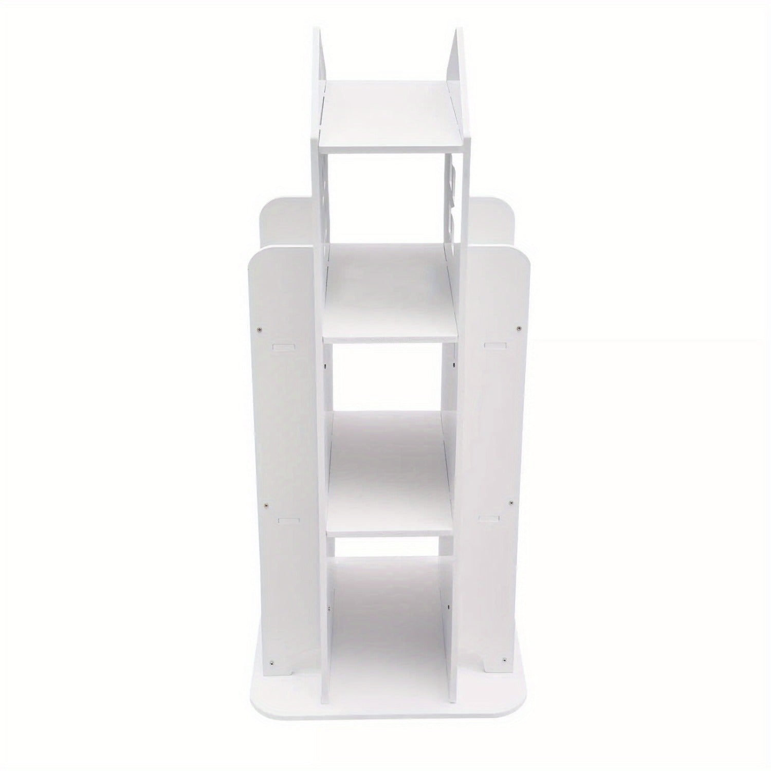 Heavy-Duty 3-Tier Rotating Bookshelf - 360° Spinning Bookcase with Wide Base, Modern White Floor Standing Shelf Organizer, Easy Assembly for Home Office, Living Room, Study - PVC\u002FABS Construction, Bookshelf Furniture