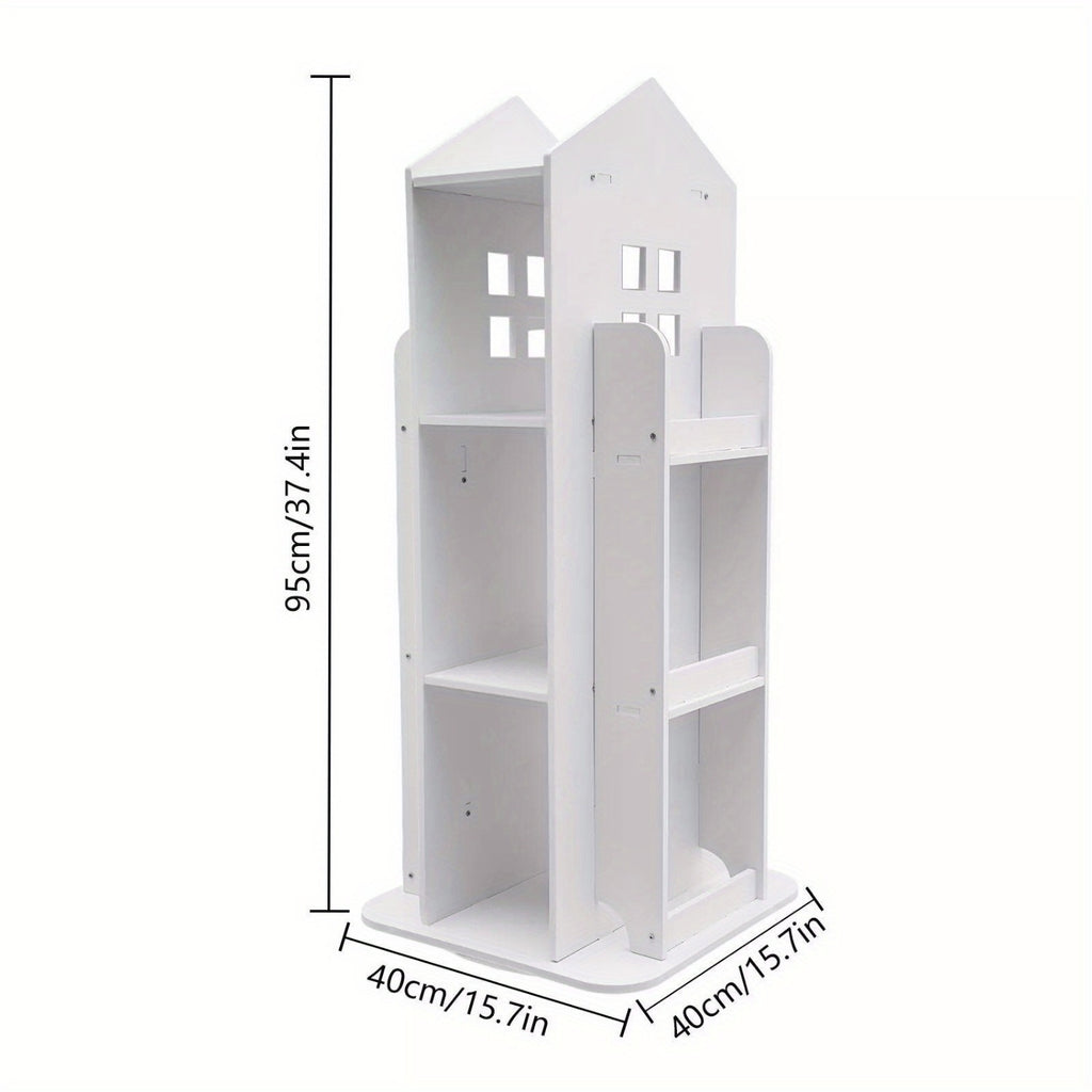 Heavy-Duty 3-Tier Rotating Bookshelf - 360° Spinning Bookcase with Wide Base, Modern White Floor Standing Shelf Organizer, Easy Assembly for Home Office, Living Room, Study - PVC\u002FABS Construction, Bookshelf Furniture