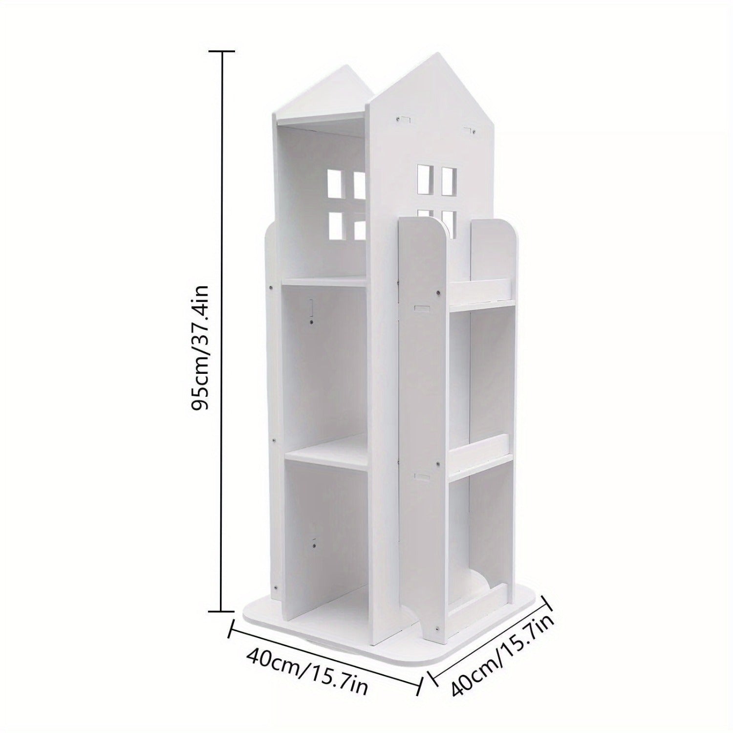 Heavy-Duty 3-Tier Rotating Bookshelf - 360° Spinning Bookcase with Wide Base, Modern White Floor Standing Shelf Organizer, Easy Assembly for Home Office, Living Room, Study - PVC\u002FABS Construction, Bookshelf Furniture