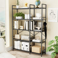 Reversible Corner Bookcase with 5 Layers, 4 Hooks, 65 Inch Industrial Style Bookcase, Suitable for Living Room