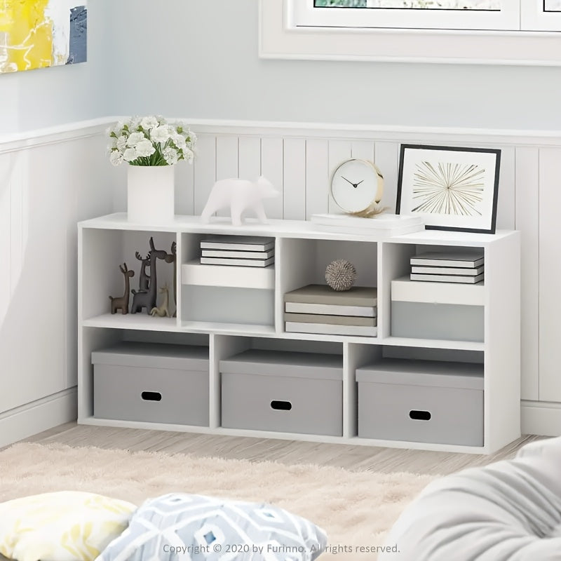 7-Cube Bookcase, Bookshelf, Storage Organizer, Multi-Purpose Shelving Unit for Books, Clothes, Toys, Home Office, Living Room, Bedroom, Modern Design, Easy Assembly