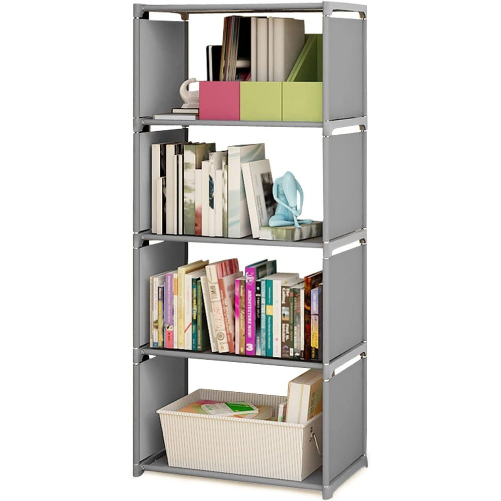 GDRASUYA10 4-Tier Wooden Bookshelf, Heavy Duty, Easy Assembly, Multi-Purpose Storage Rack with Adjustable Shelves for Books, Toys, Clothes, and Snacks