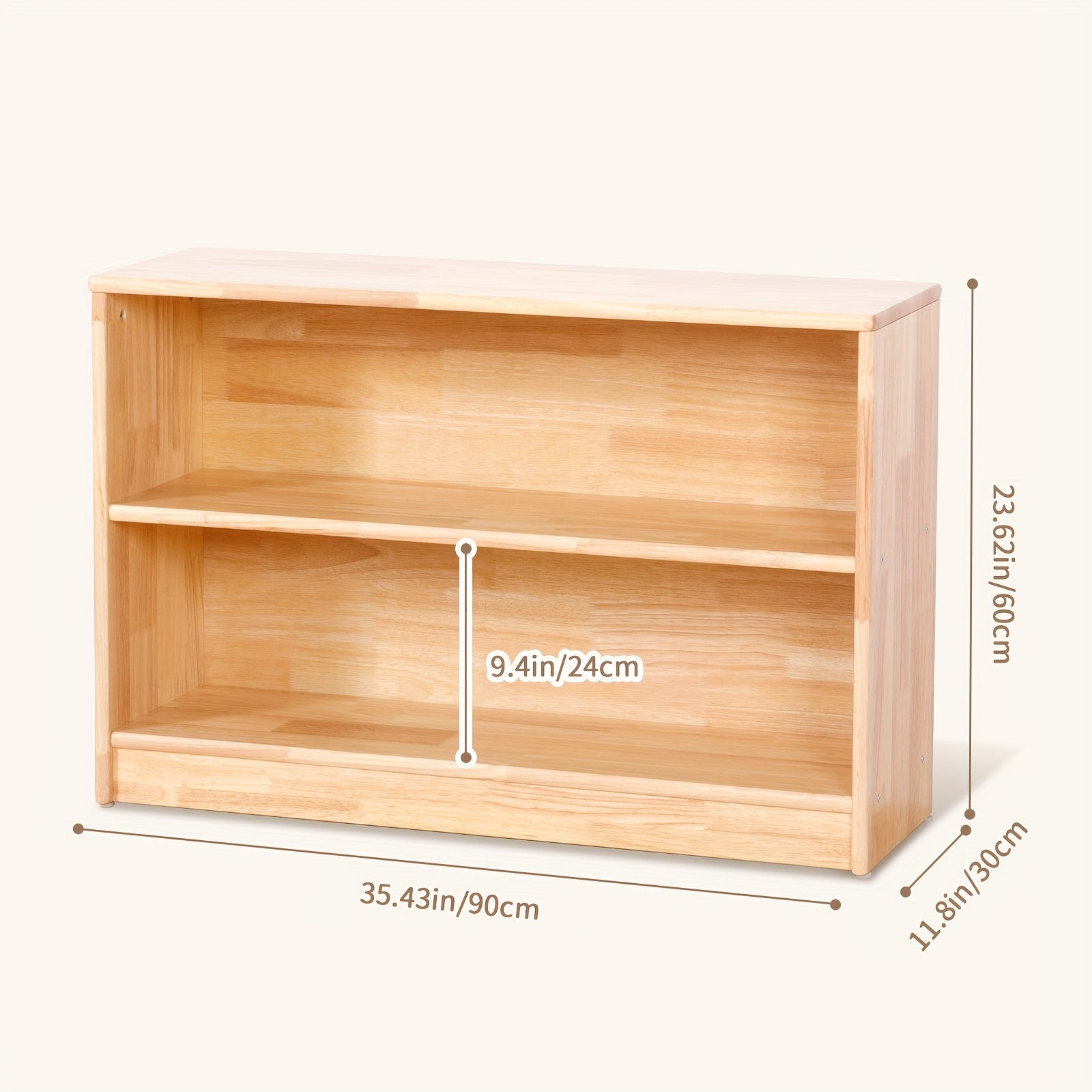 All Rubber Wood Bookshelf And Toy Storage, 35.4\