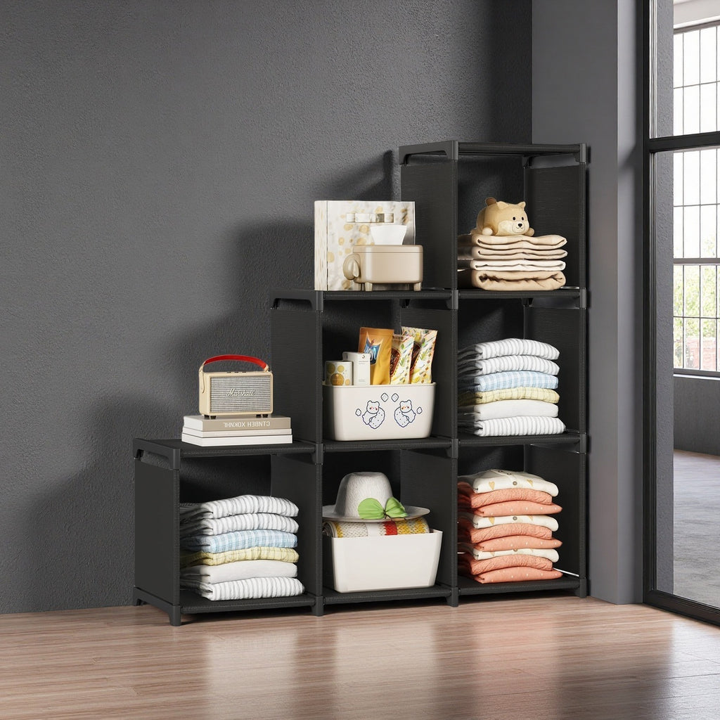 Heavy-Duty 22.05LB Capacity Black Metal Storage Rack Bookcase - Freestanding Floor Shelf with 3-Tier Shelves, 27\