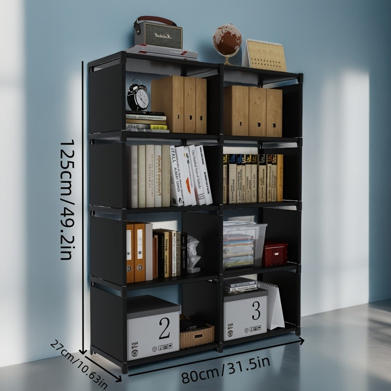 Metal Bookshelf, Space-Saving Gray\u002FBlack Space-Saving Metal Bookshelf - Versatile Easy Assembly For Home Office, Dorm Room & Rental Housing