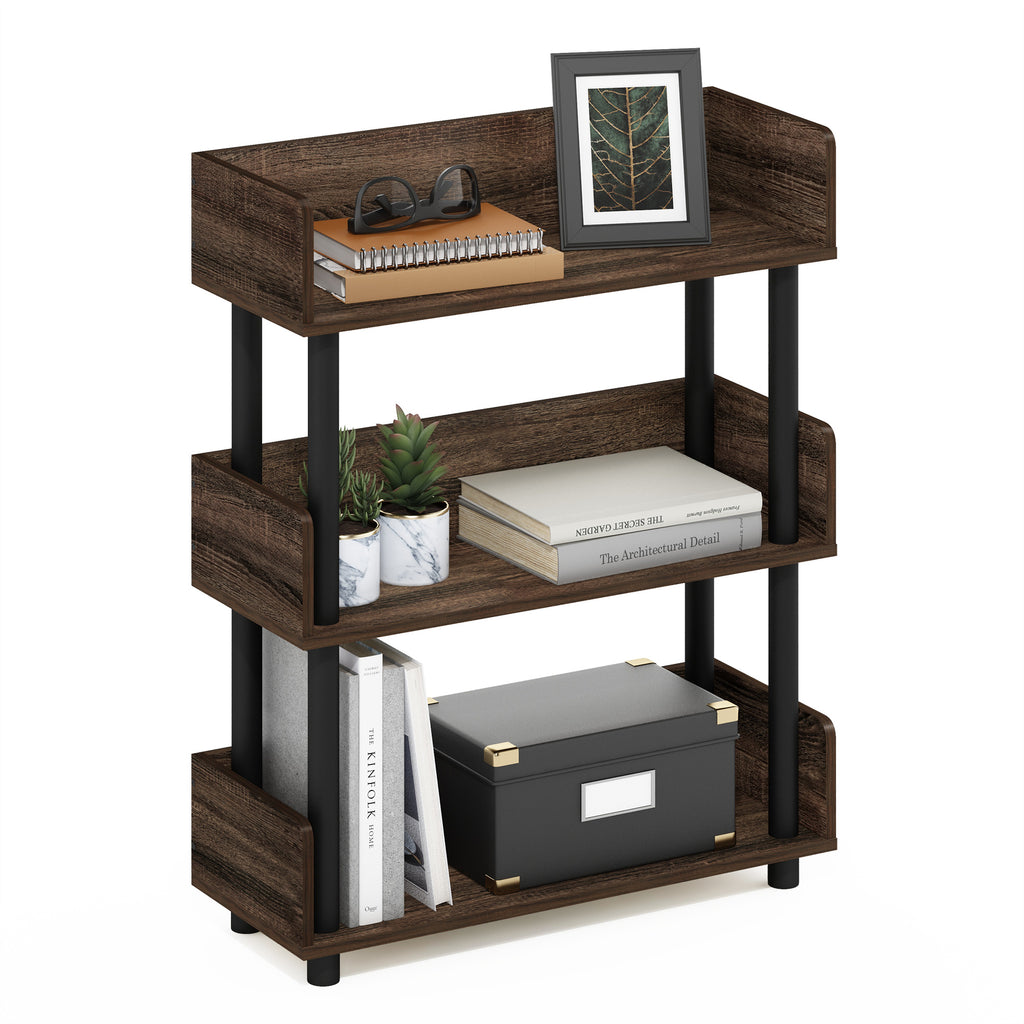Turn-N-Tube 3-Tier Freestanding Multipurpose Display Rack, Bookshelf, Espresso, Home Storage