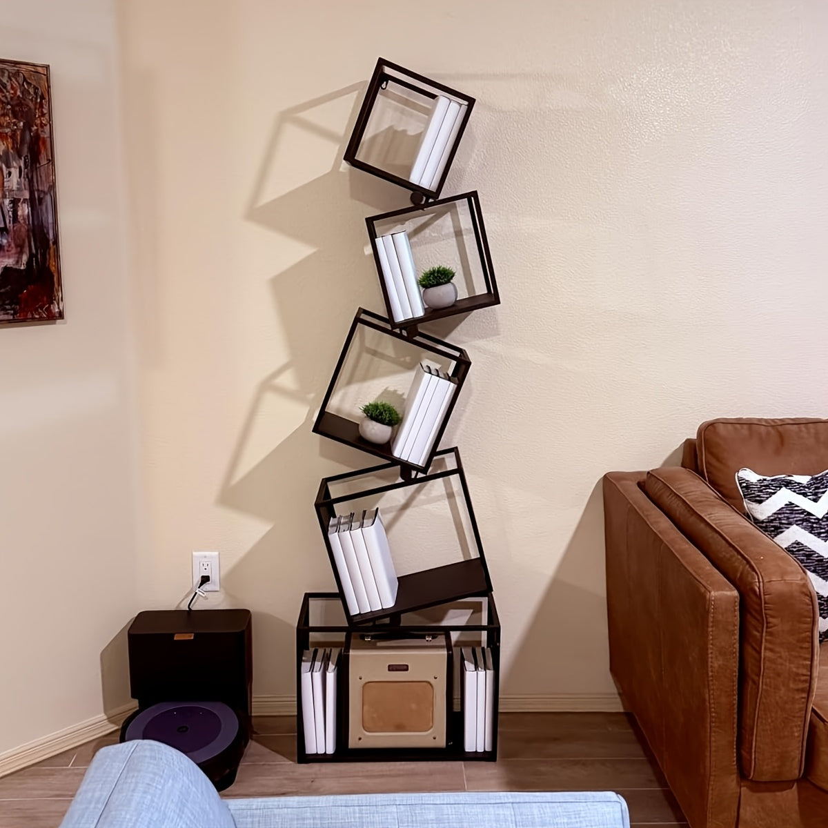 5-Tier Metal Bookshelf, Modern Geometric Bookcase, 73\