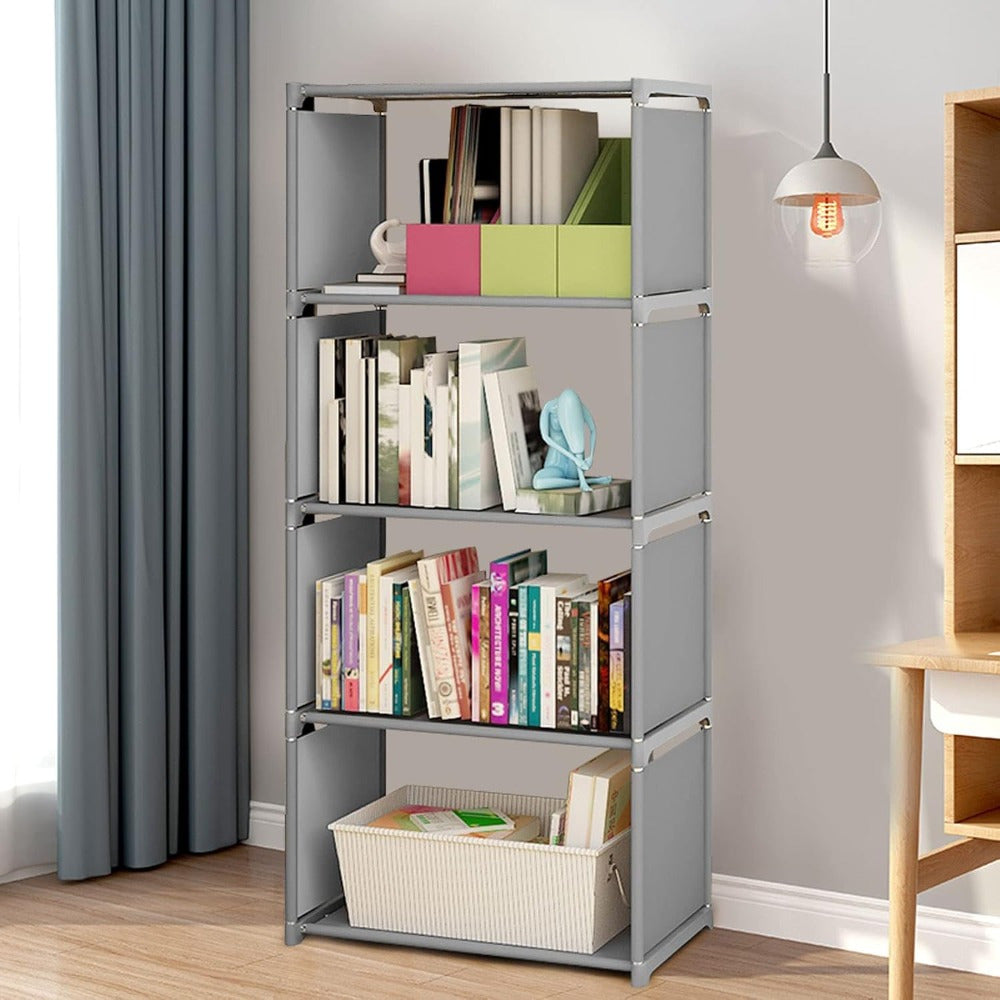 GDRASUYA10 4-Tier Wooden Bookshelf, Heavy Duty, Easy Assembly, Multi-Purpose Storage Rack with Adjustable Shelves for Books, Toys, Clothes, and Snacks