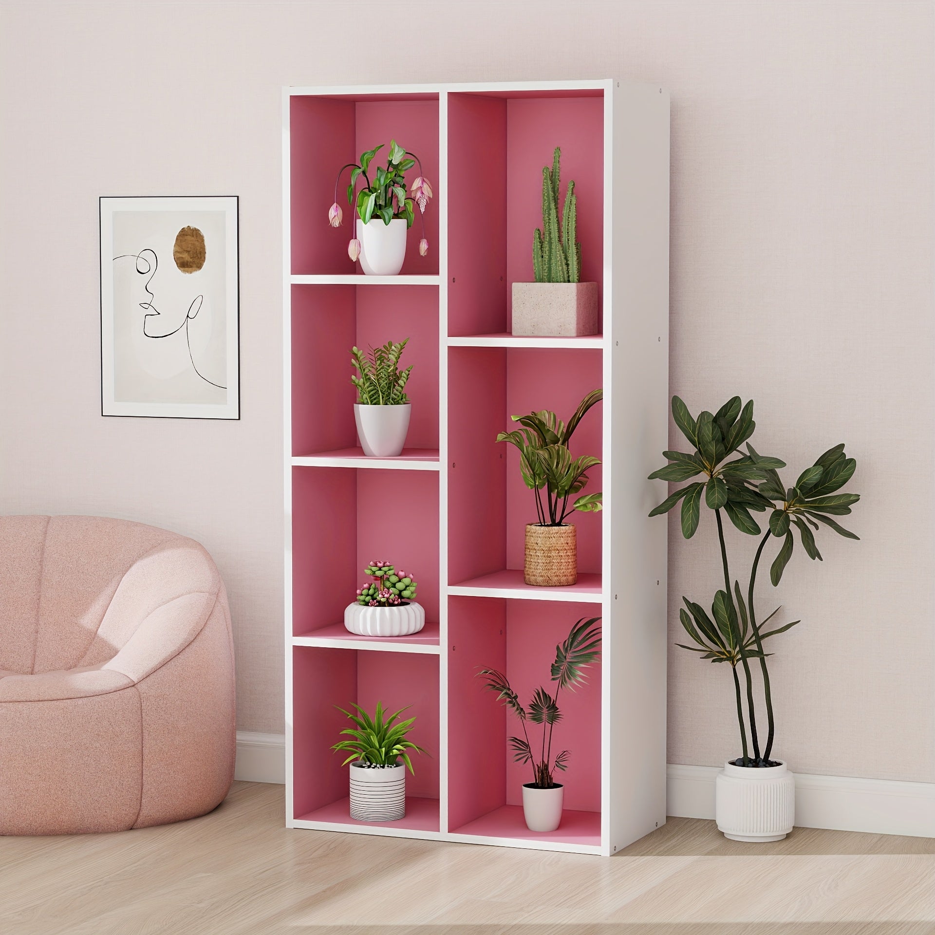 7-Cube Bookcase, Bookshelf, Storage Organizer, Multi-Purpose Shelving Unit for Books, Clothes, Toys, Home Office, Living Room, Bedroom, Modern Design, Easy Assembly