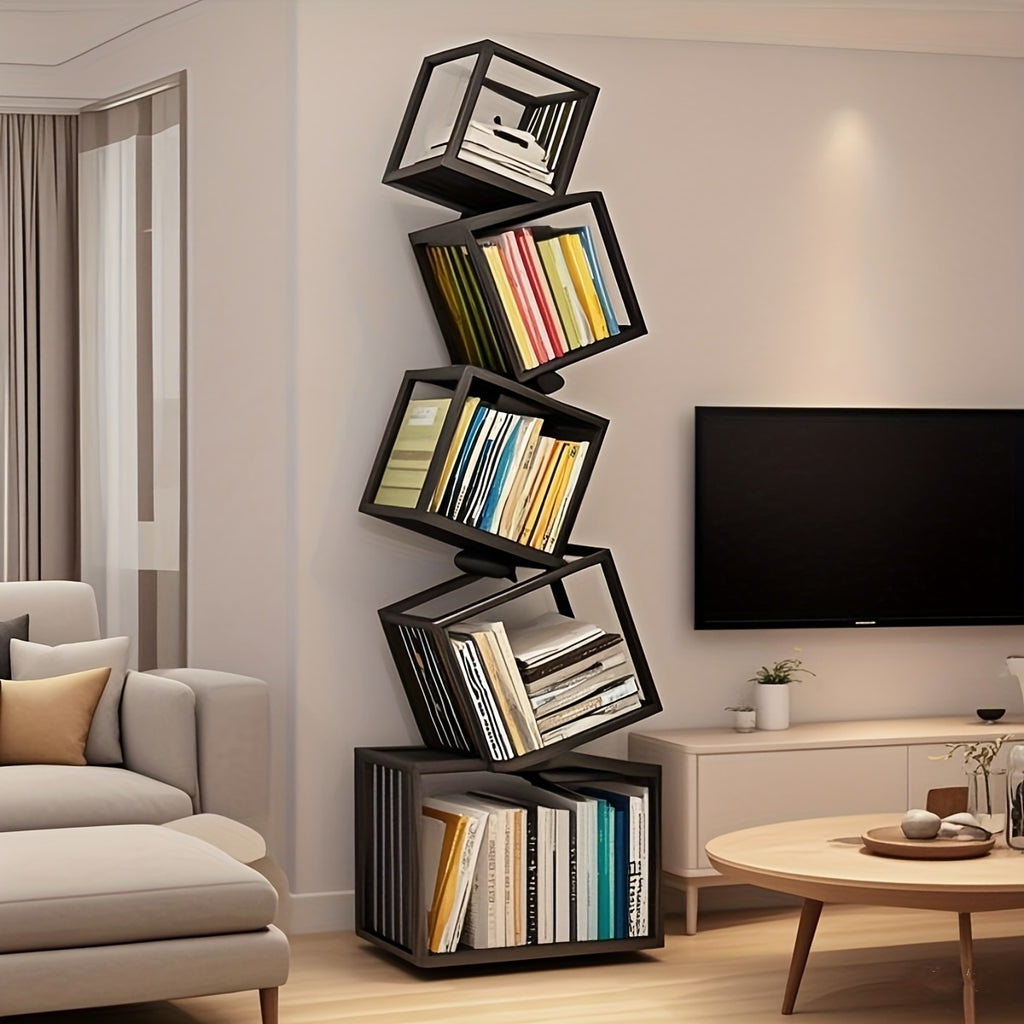 5-Tier Metal Bookshelf, Modern Geometric Bookcase, 73\