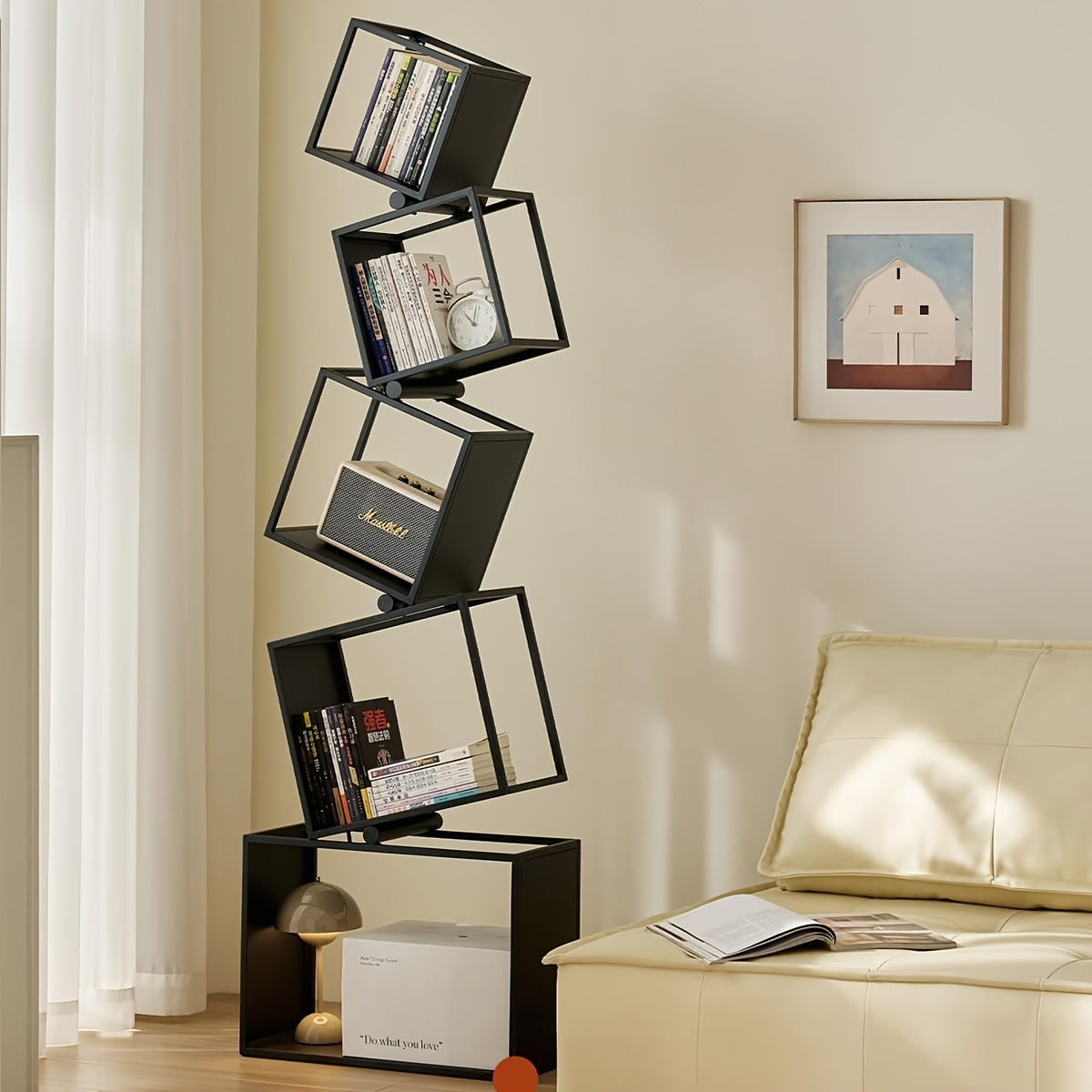 5-Tier Metal Bookshelf, Modern Geometric Bookcase, 73\