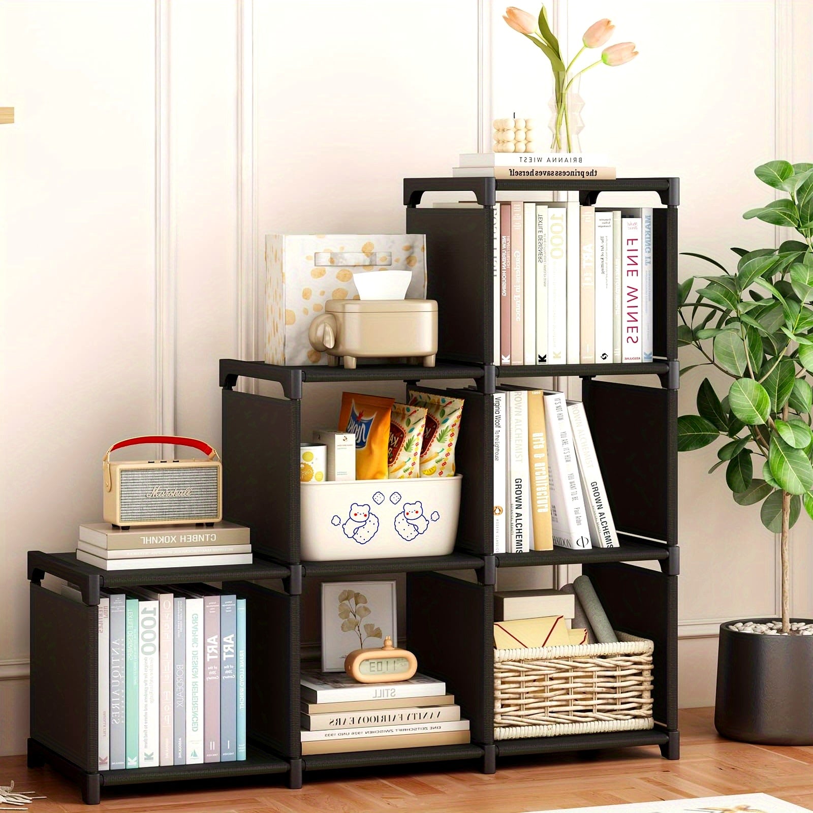 Bookcases Cube Storage 6-Cube Closet Organizer Storage Shelves Cubes Organizer DIY Plastic Closet Cabinet Modular Book Shelf Organizing Storage Shelving For Bedroom Living Room, Baskets, Bins & Containers for Home Organization