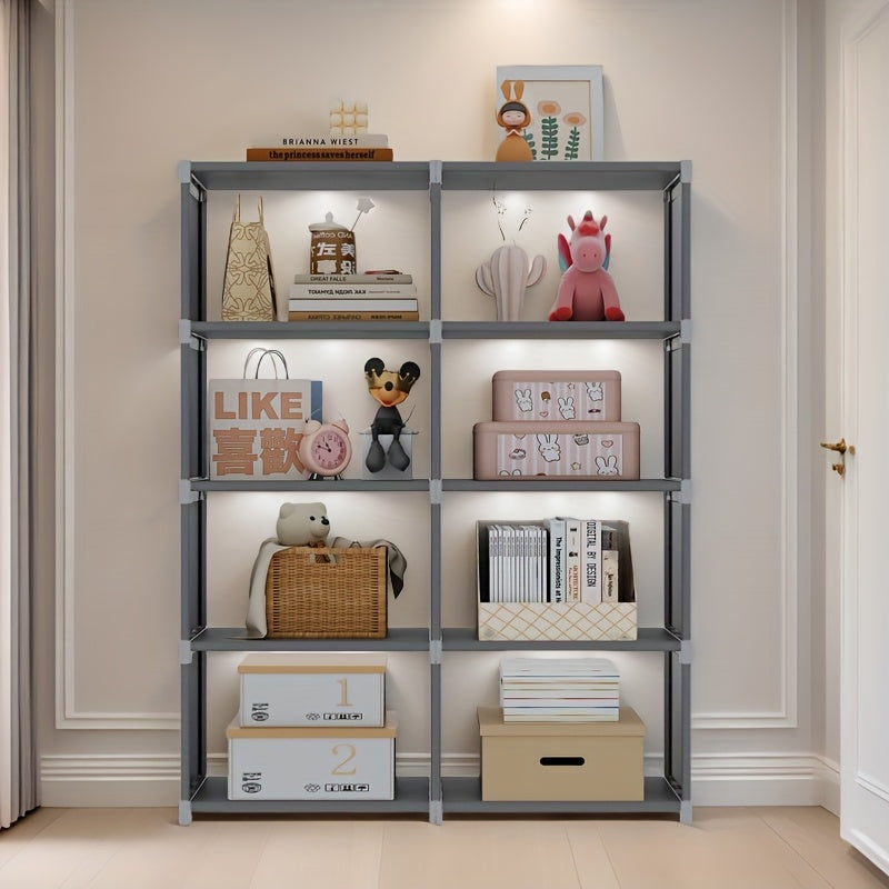 Metal Bookshelf, Space-Saving Gray\u002FBlack Space-Saving Metal Bookshelf - Versatile Easy Assembly For Home Office, Dorm Room & Rental Housing