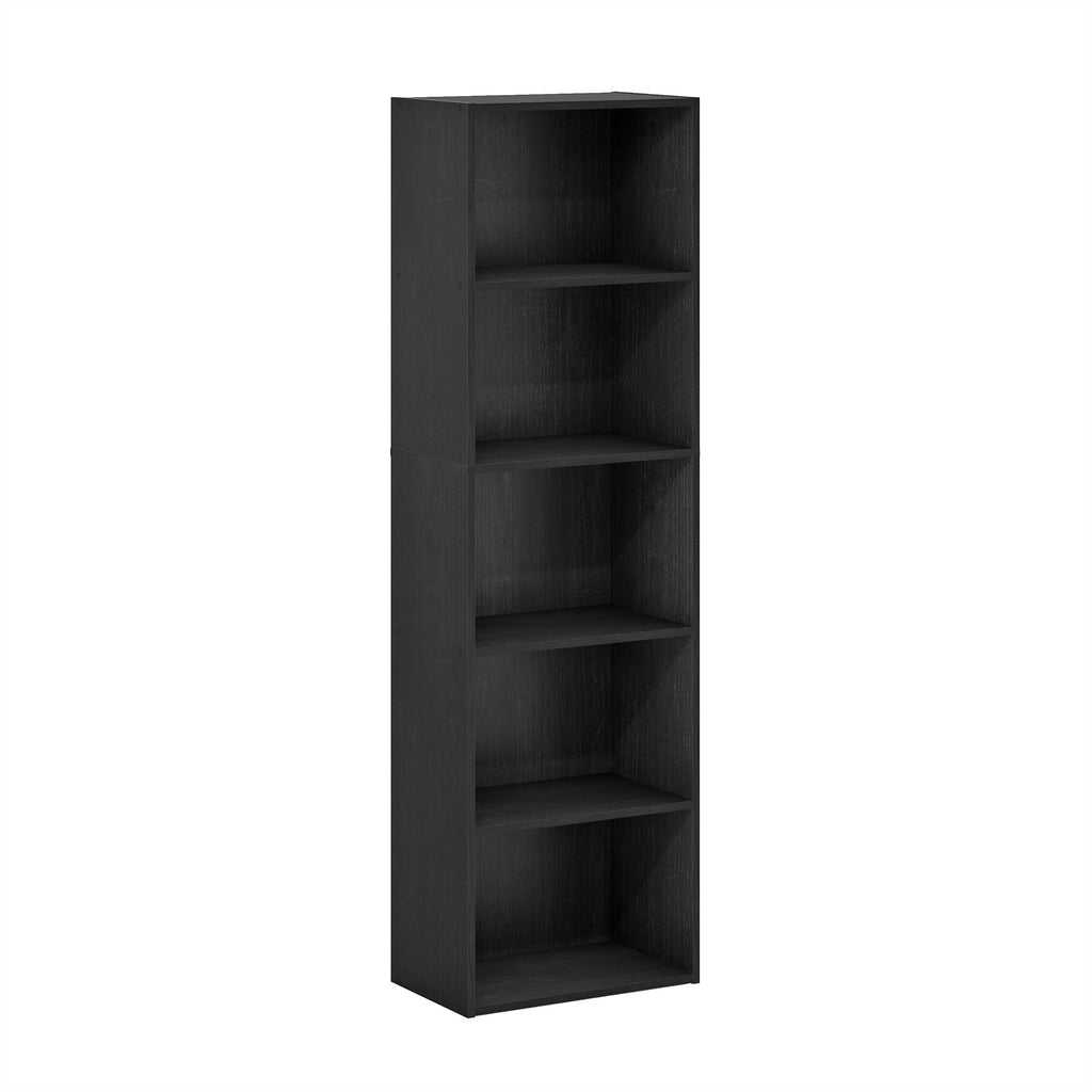 Made in Malaysia, 5-Tier Wooden Bookcase, Sturdy Storage Shelf, Easy Assembly, Bookshelf Organizer for Living Room, Bedroom, Office, or Library