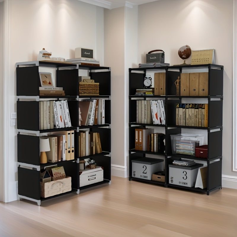 Metal Bookshelf, Space-Saving Gray\u002FBlack Space-Saving Metal Bookshelf - Versatile Easy Assembly For Home Office, Dorm Room & Rental Housing