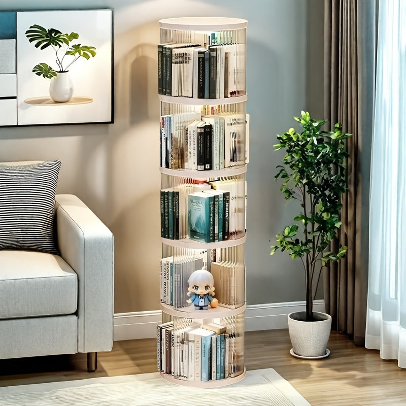 3\u002F4\u002F5- Layer Circular Shaped Rotating Bookshelf, Smooth And Stable Base, Transparent And Visible Bookscase, Storage Rack, Easy Installation, Free Stacking Bookshelf, Suitable for Living Room, Bedroom, Study Room, Home Decoration, Ideal for Gifts