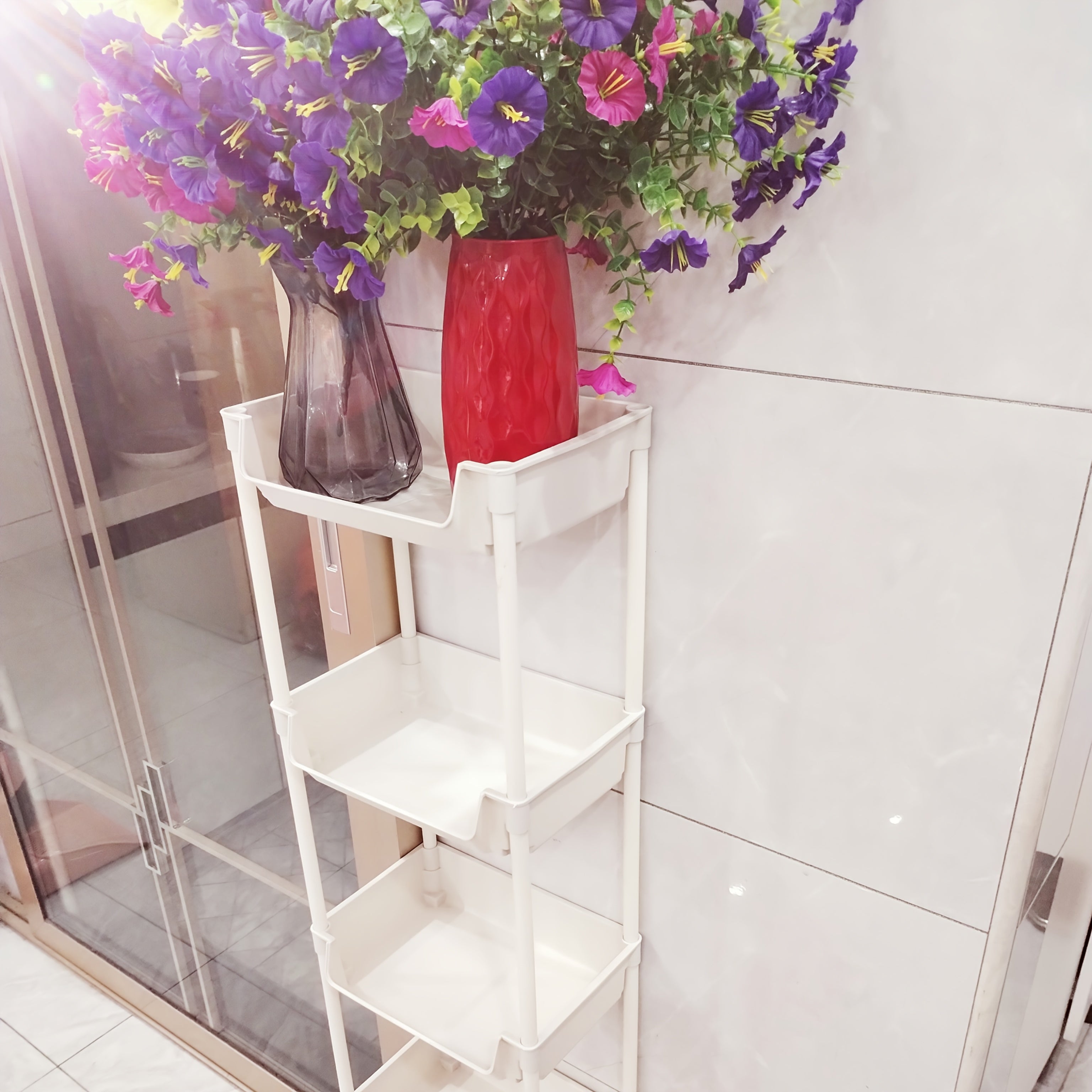 5-Tier Rolling Bookshelf with Wheels - Easy Assembly Plastic Storage Rack for Books, Tools & Household Items - Perfect for Bedroom, Bathroom, Kitchen & Living Room, Utility Shelves