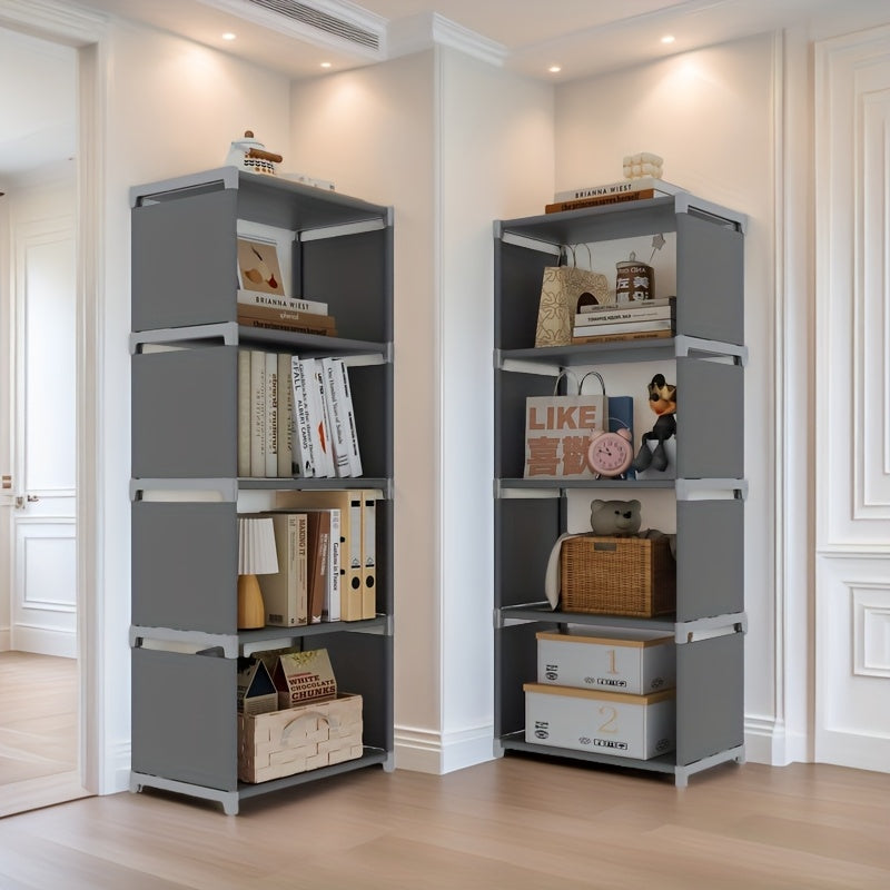 Metal Bookshelf, Space-Saving Gray\u002FBlack Space-Saving Metal Bookshelf - Versatile Easy Assembly For Home Office, Dorm Room & Rental Housing