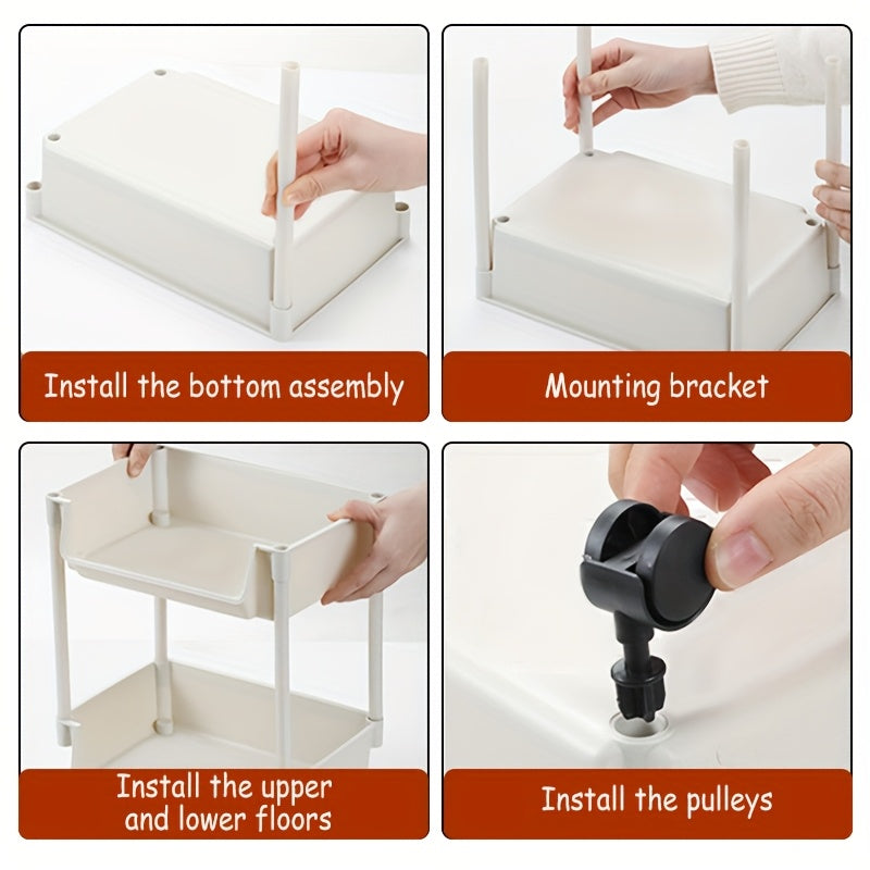 1 Piece Five-Layer Movable Bookshelf, Floor-standing Table Trolley, Easy Assembly, Suitable for Bathroom, Kitchen, Bedroom, Perfect for Organizing Books and Magazines - Fashion Design