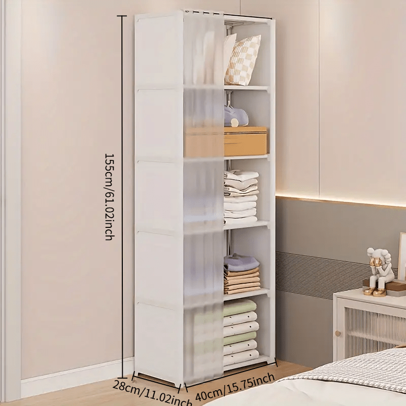 6-story single and double row easy to assemble bookshelf, household simple clothing storage wardrobe, multifunctional dust-proof miscellaneous cabinet, suitable for offices, classrooms, rental houses,
