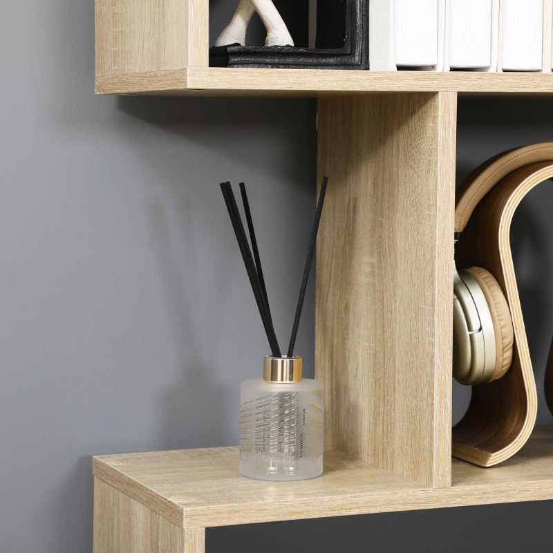 HOMCOM 75.5H S-Shaped 6-Shelf Bookcase - Space-Saving Vertical Design, Sturdy Plastic Construction, 27\