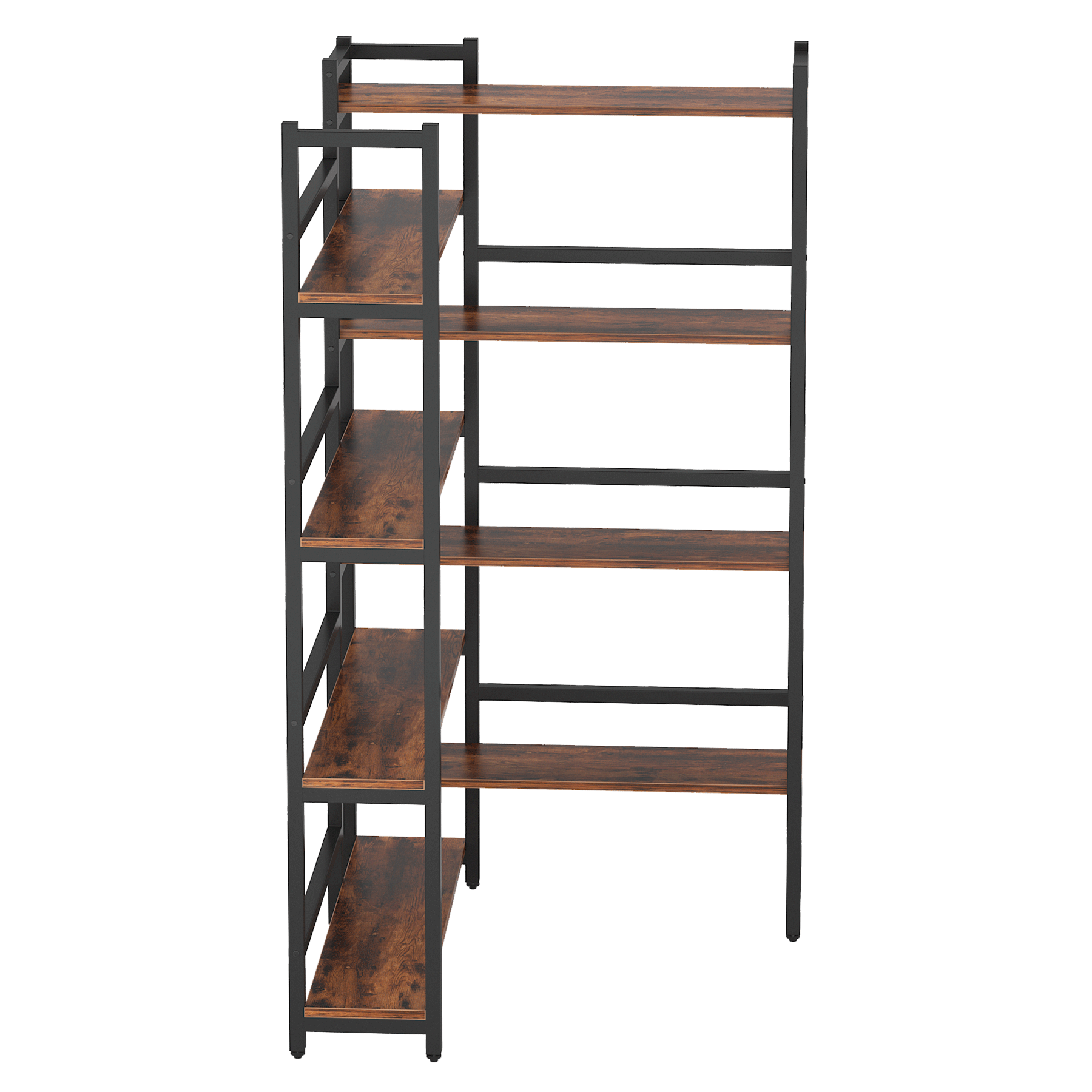 Space-Saving 70.8'' Tall Industrial Corner Bookshelf in Deep Brown - Blends Steel Frame & Wooden Accents, 8 Tiers of Storage, Sturdy & Easy to Assemble, Ideal for Living Room & Home Office Decor, Bookshelf Decorations