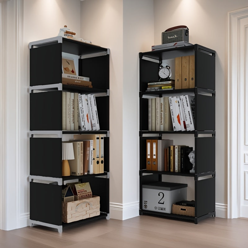 Metal Bookshelf, Space-Saving Gray\u002FBlack Space-Saving Metal Bookshelf - Versatile Easy Assembly For Home Office, Dorm Room & Rental Housing