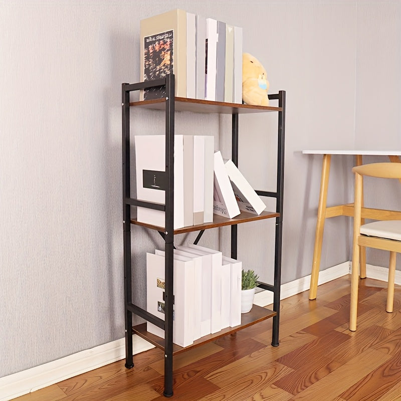 Five Layer Industrial Style Bookshelf - Retro Brown And Black Metal Frame, Stable Design, High-quality Scratch Resistant, Easy To Clean, Suitable For Offices, And Study Rooms - Easy To Assemble
