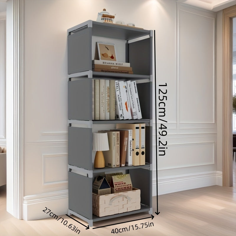 Metal Bookshelf, Space-Saving Gray\u002FBlack Space-Saving Metal Bookshelf - Versatile Easy Assembly For Home Office, Dorm Room & Rental Housing