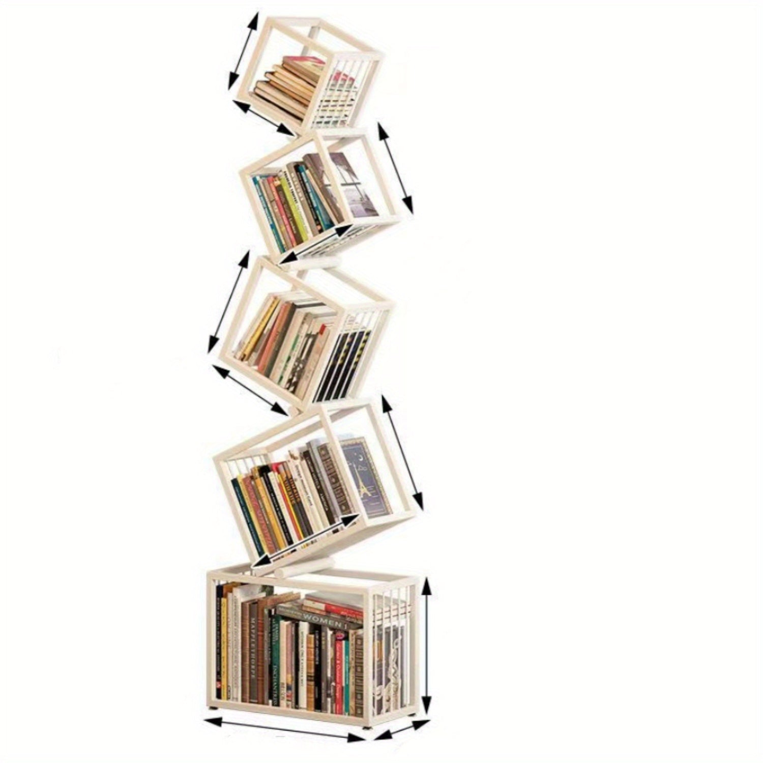 5-Tier Metal Bookshelf, Modern Geometric Bookcase, 73\