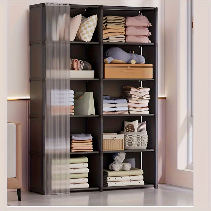 6-story single and double row easy to assemble bookshelf, household simple clothing storage wardrobe, multifunctional dust-proof miscellaneous cabinet, suitable for offices, classrooms, rental houses,