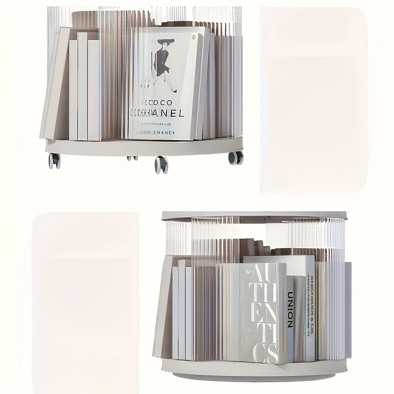 3\u002F4\u002F5- Layer Circular Shaped Rotating Bookshelf, Smooth And Stable Base, Transparent And Visible Bookscase, Storage Rack, Easy Installation, Free Stacking Bookshelf, Suitable for Living Room, Bedroom, Study Room, Home Decoration, Ideal for Gifts