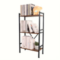 3-Tier Adjustable Metal Bookshelf with X-Shaped Reinforced Frame - Freestanding, Easy to Assemble, Space-Saving Design for Study, Office, or Home Use, Black, Bookshelf Furniture, Modern Bookshelf, Sturdy Construction, Durable Bookshelf, Book Lovers