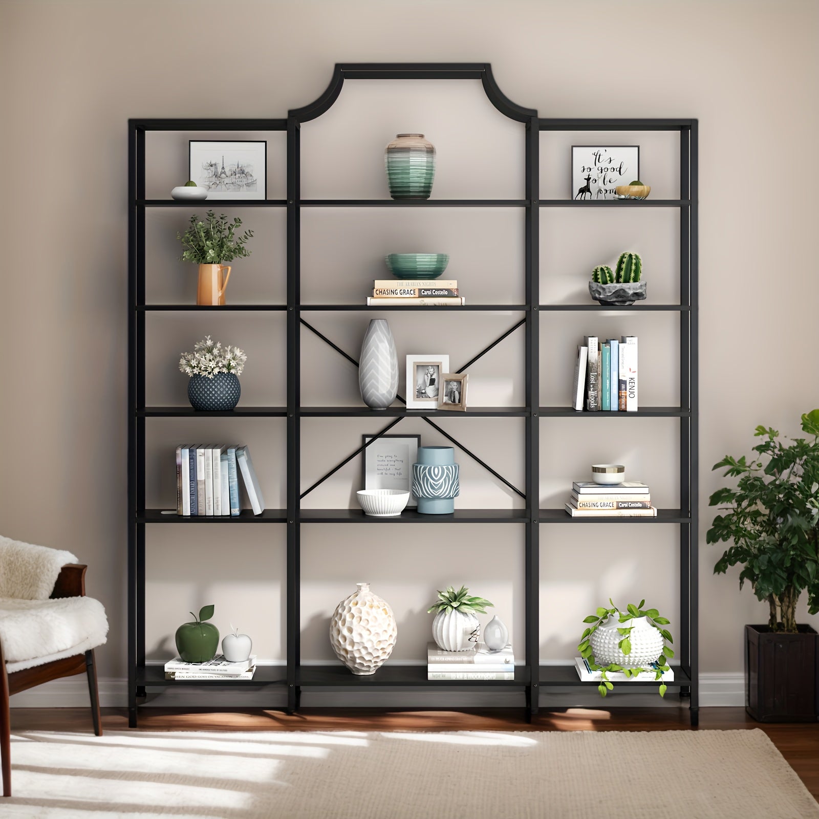 Triple Wide 5-Tier Bookshelf, 70.87\