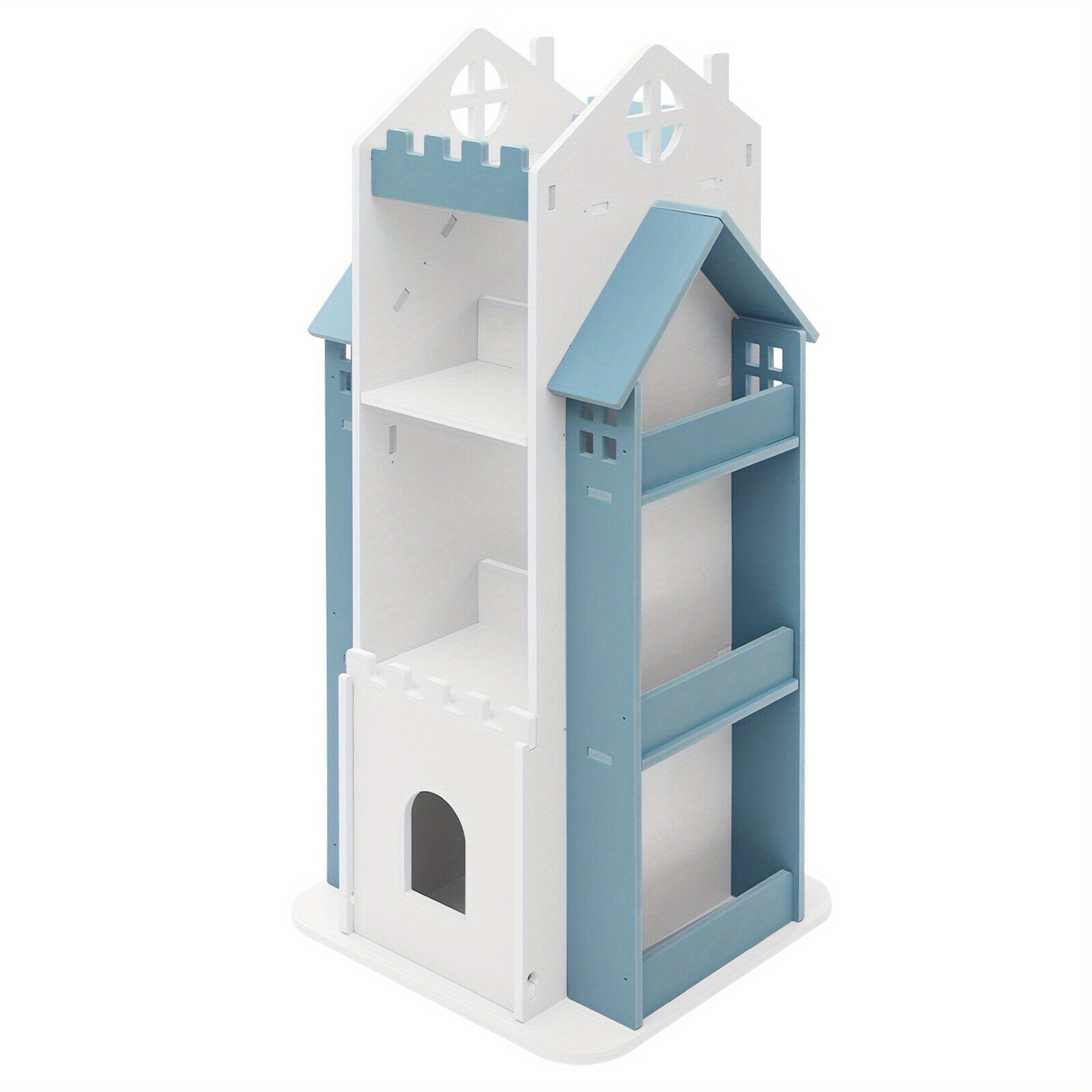 CNCEST 360° Rotating Bookshelf - Multi-Functional, Floor Standing Display for Living Room, Study, Bedroom, Library, Reading Room, School - Smooth Edges, Baffles, Assembly Required - Blue\u002FPink\u002FWhite Options, Bookshelf Decorations