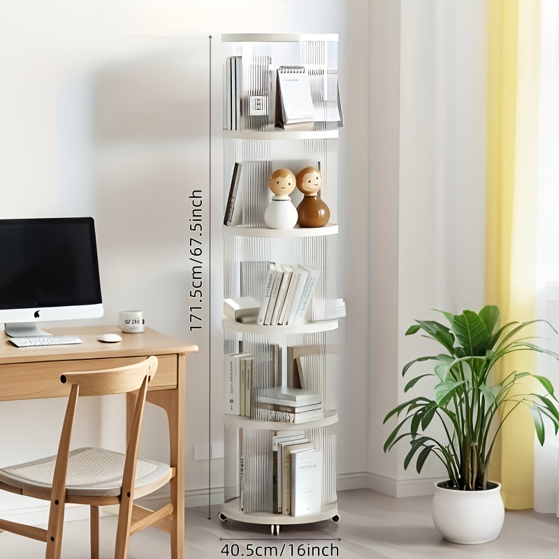3\u002F4\u002F5- Layer Circular Shaped Rotating Bookshelf, Smooth And Stable Base, Transparent And Visible Bookscase, Storage Rack, Easy Installation, Free Stacking Bookshelf, Suitable for Living Room, Bedroom, Study Room, Home Decoration, Ideal for Gifts
