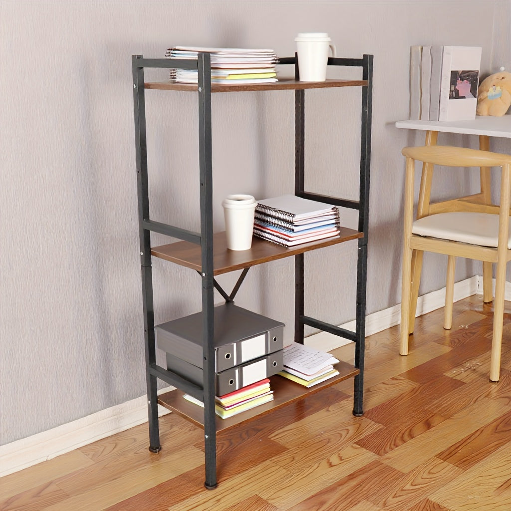 Five Layer Industrial Style Bookshelf - Retro Brown And Black Metal Frame, Stable Design, High-quality, Easy To Clean, Suitable For Offices, And Study Rooms - Easy To Assemble-Bookshelf
