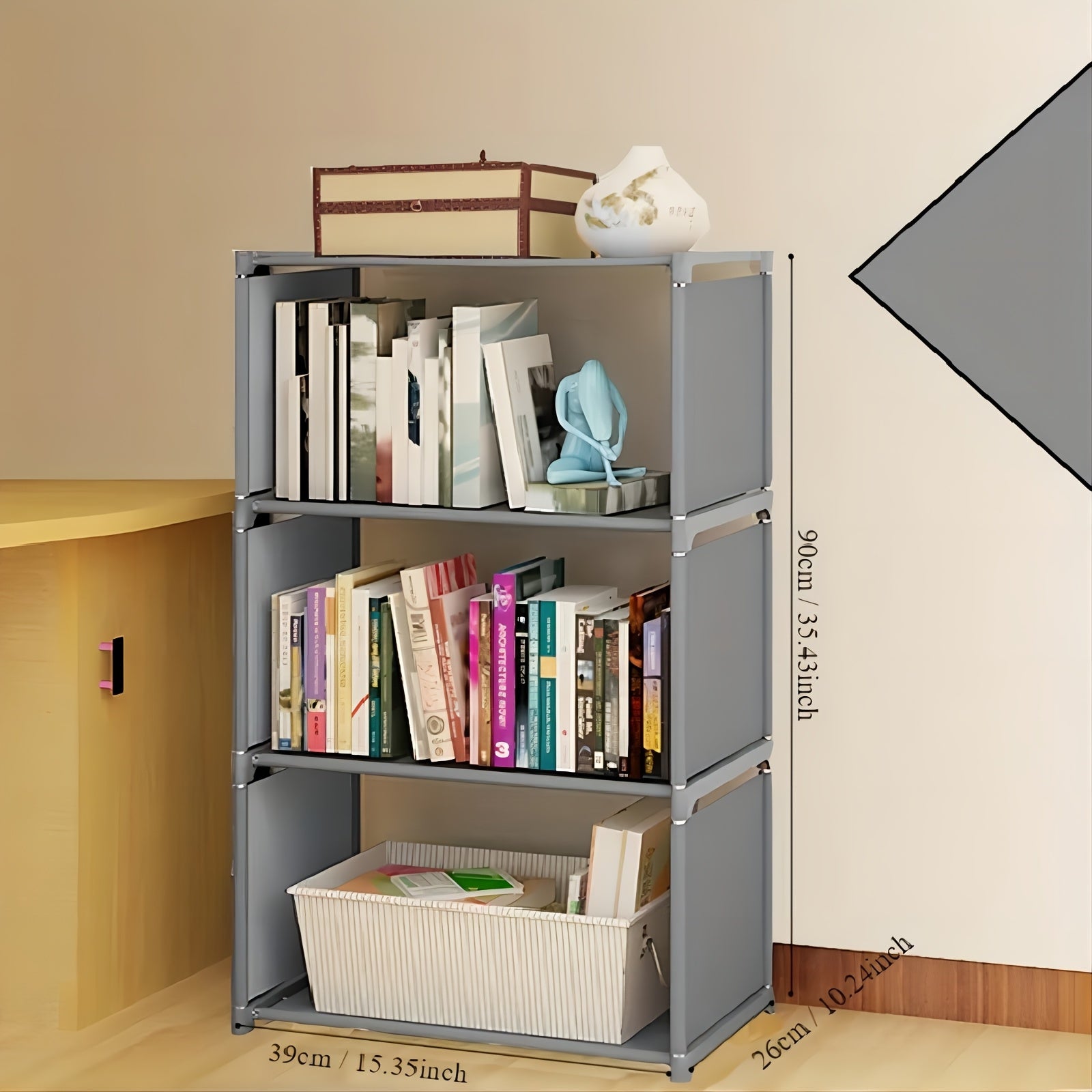Multi-Functional Bookshelf 1pc Multi-Functional Classic Bookshelf Storage Rack | Available in Black and White Colors, Multi-Layered Independent Shelves with Large Capacity Dustproof Design, Easy to Assemble - Perfect for Home, Office, or Classroom Use