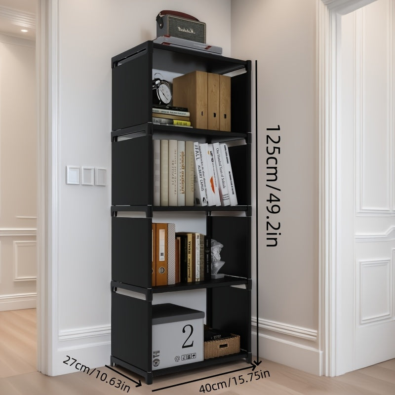 Metal Bookshelf, Space-Saving Gray\u002FBlack Space-Saving Metal Bookshelf - Versatile Easy Assembly For Home Office, Dorm Room & Rental Housing