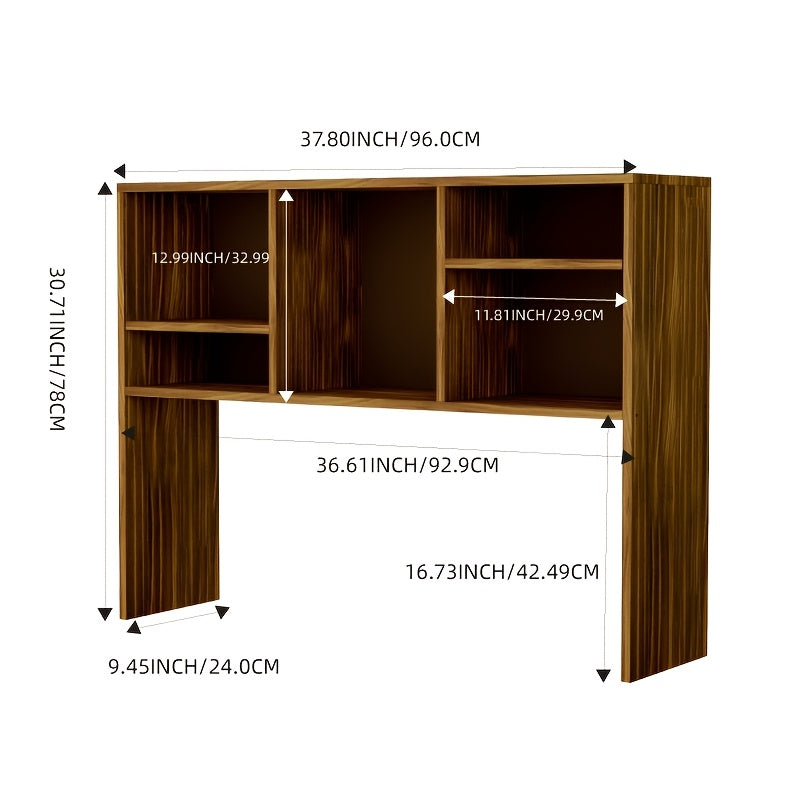 Sturdy New Zealand Pine Desktop Bookshelf - Rustic Natural Wood Finish, Multi-Compartment Organizer for Office, Dorm & Home Use, Easy Assembly