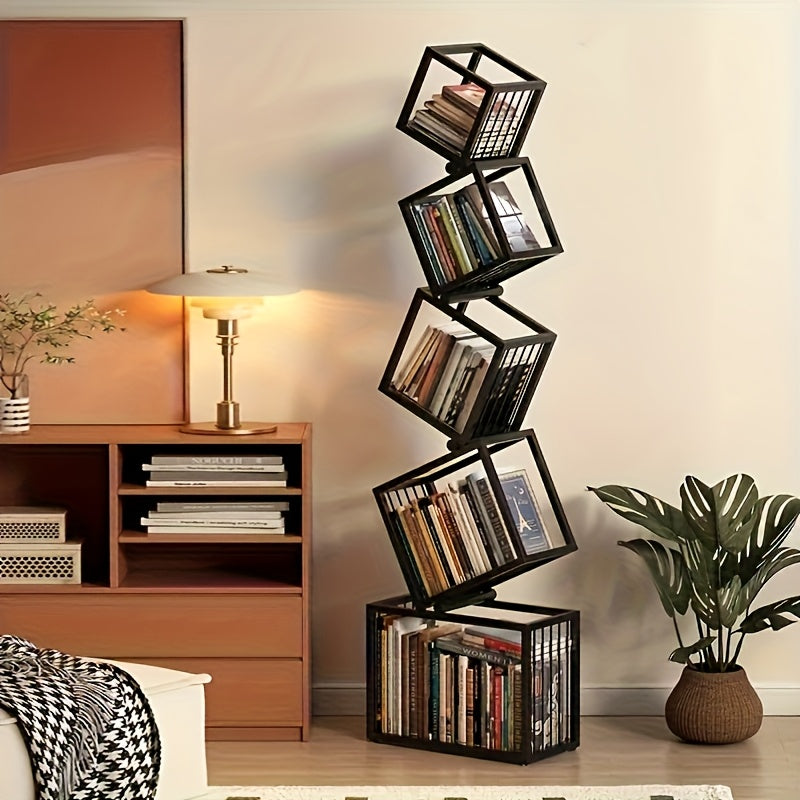 5-Tier Metal Bookshelf, Modern Geometric Bookcase, 73\